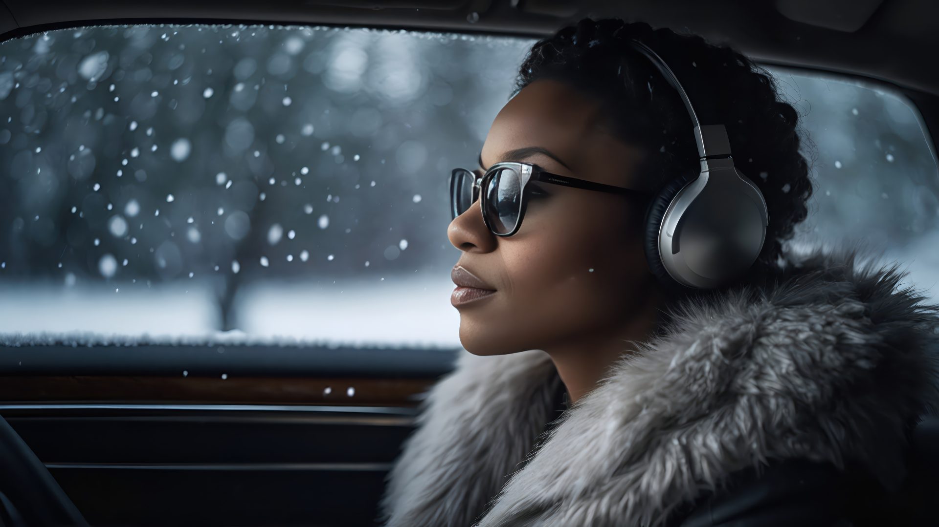 black-woman-in-sunglasses-and-headphones-in-a-car-winter