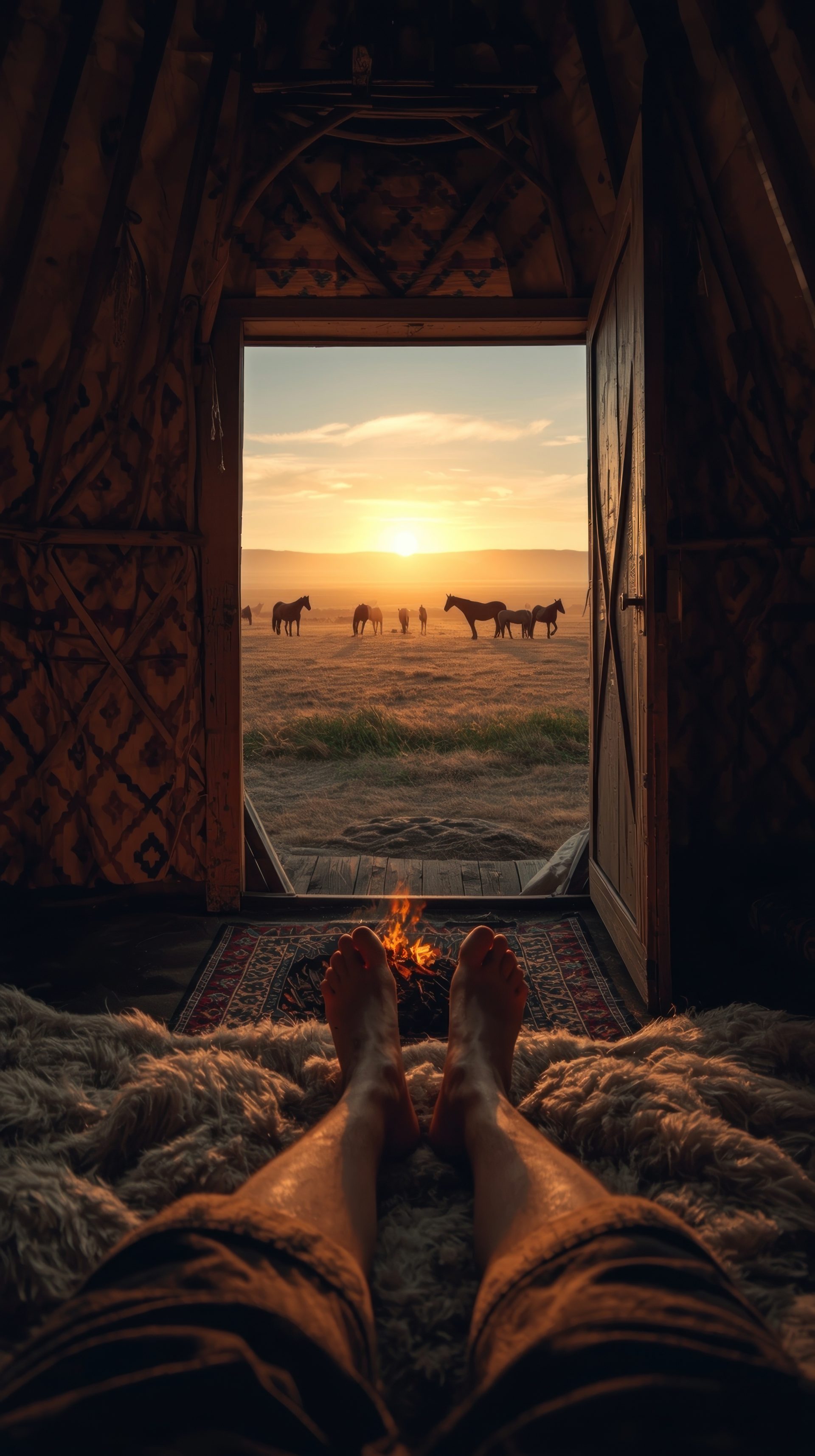 relaxing-lifestyle-in-kazakhstan-with-horses-on-the-field