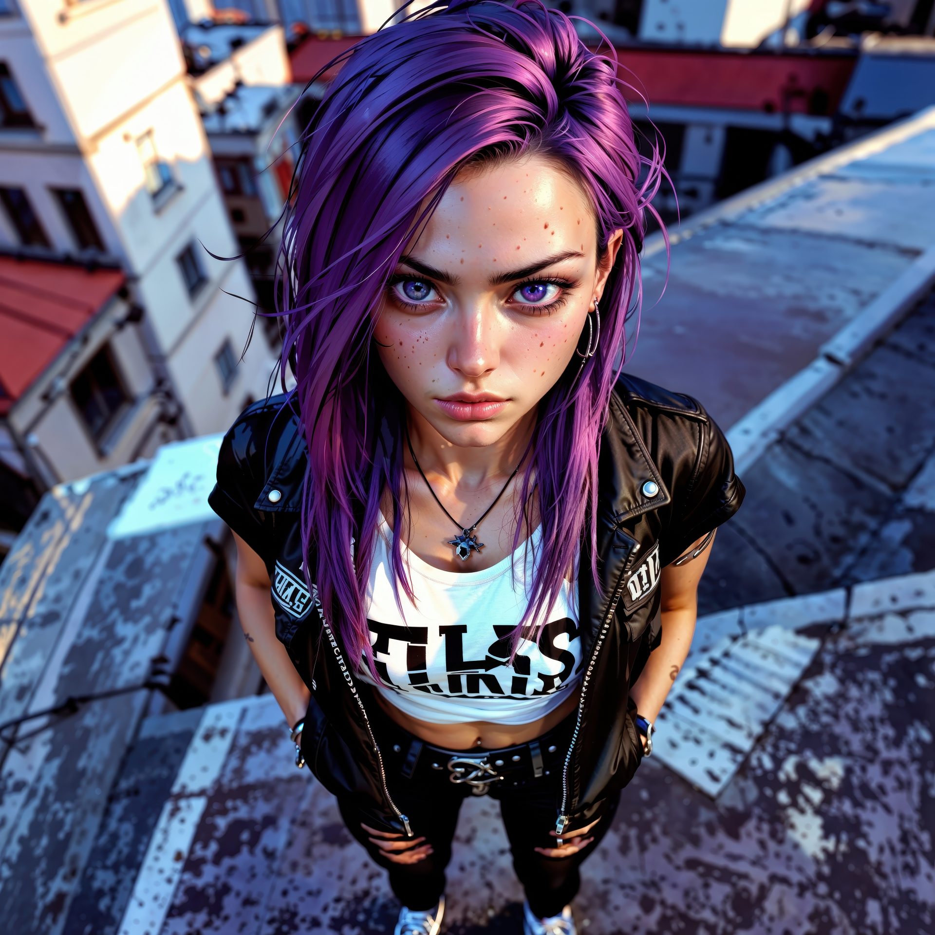 a-young-girl-with-violet-hair-in-black-tank-on-the-roof
