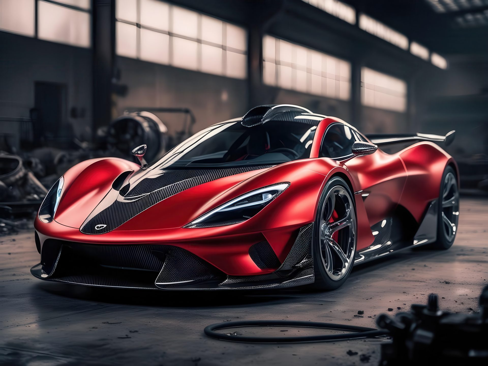 red-supercar-in-garage-stock-photo