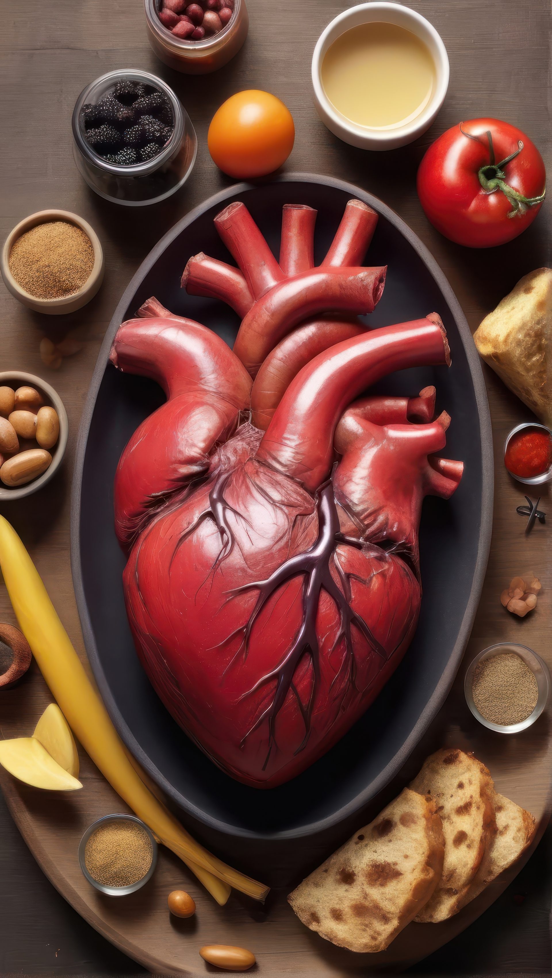 a-human-heart-as-a-dish-with-spices-food-stock