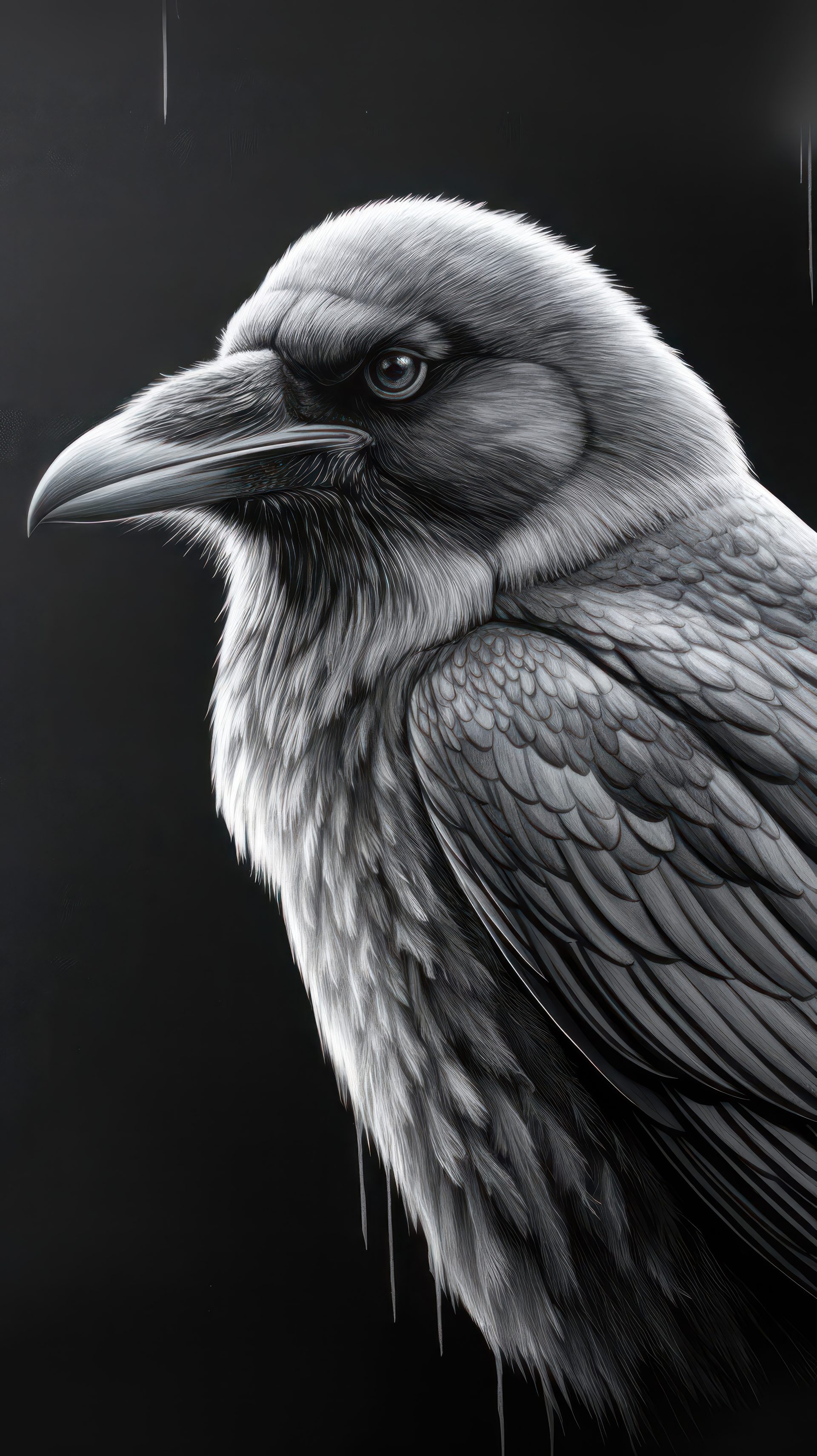 a-black-and-white-crow-raven-portrait